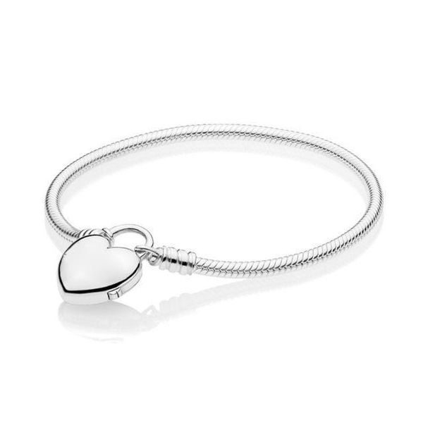 

fahmi 100% 925 sterling silver new 2019 valentine's day 597806 moments smooth bracelet with loved heart padlock clasp for gift 11, Black