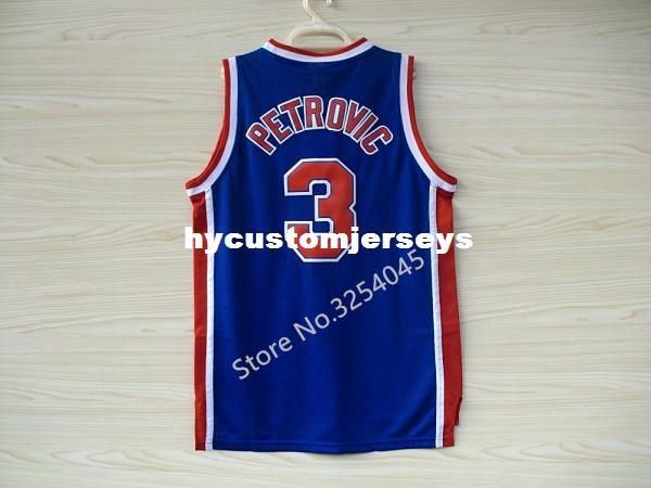 

2019 new #3 drazen petrovic basketball jersey embroidery stitched us size xs-6xl vest jerseys ncaa, Black;blue