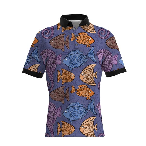 

19ss новый стиль все тело рыбы печати мужские повседневные рубашки поло горячие продавцы большой размер мужские дизайнерские футболки свобод, White;black