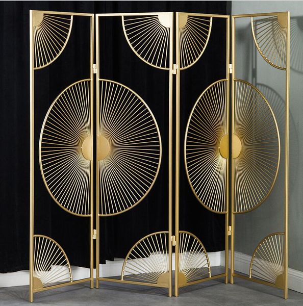 

metal divide light luxury modern room dividers neoclassical floor folding movable screen partition fan secret national style handwork origin
