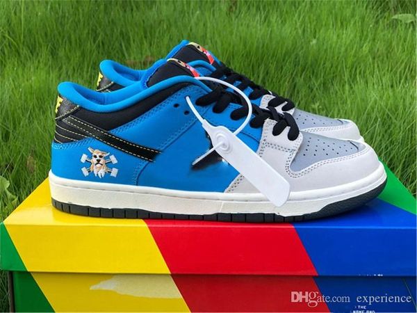 

authentic instant skateboards x sb dunk low dog running shoes mens womens blue black white silver 3m reflective japan sneakers with box