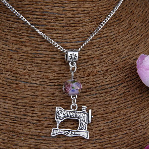 

горячая 10 шт. цинковый сплав серебряная швейная машинацветок бисера шарм подвеска популярные ожерелье ювелирные изделия diy для женщинмужчи, Silver