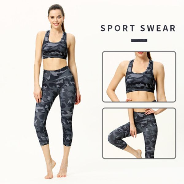 

womenswear designer yoga suit two-piece fitness bra exercise suit new print exercise suit tight leggings sleeveless part top