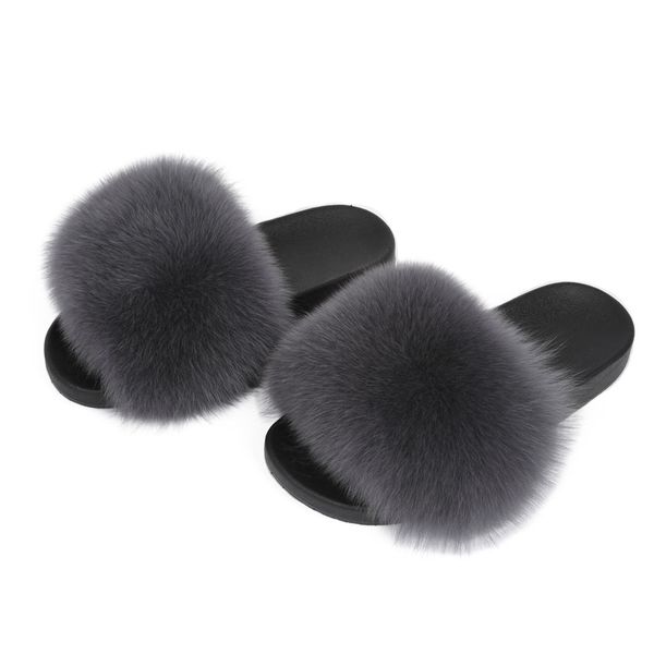 

new women's fluffy fox skin sneakers in 2019, Black