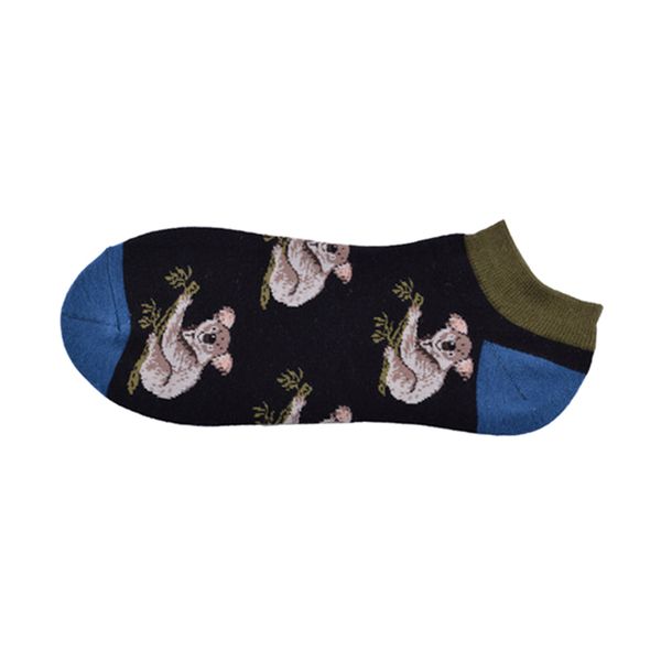 

summer astronaut pug sloth happy chicken crew street socks ankle cotton short funny women men boat socks male sock slippers, Black