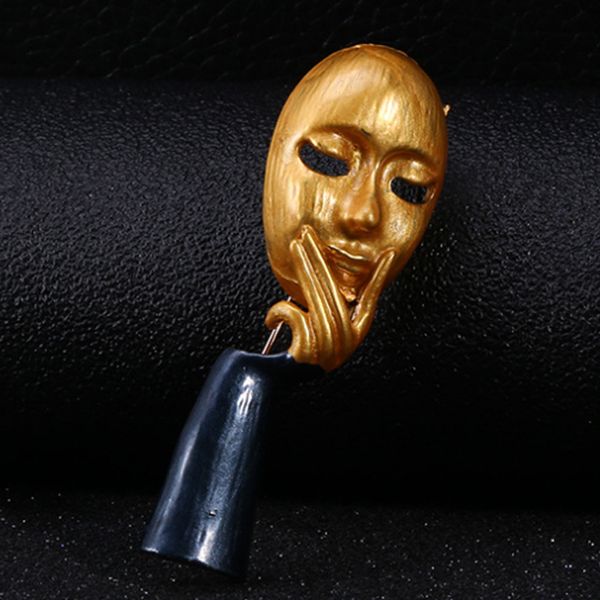 

zlxgirl mask brooches men jewelry couple gifts brand cartoon enamel hijab accessories women's nice scarf pins bijoux, Gray