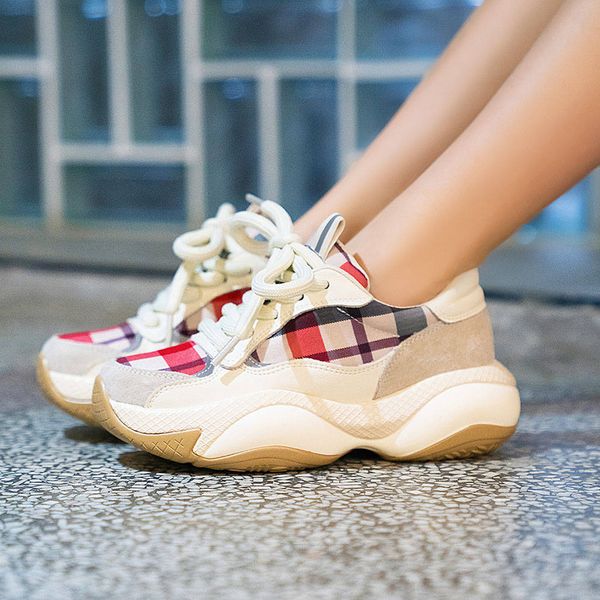 

натуральная кожа doratasia новых женщин кроссовки ins горячие смешанные цвета мини платформы обувь женщина повседневный узелок flats женский, Black