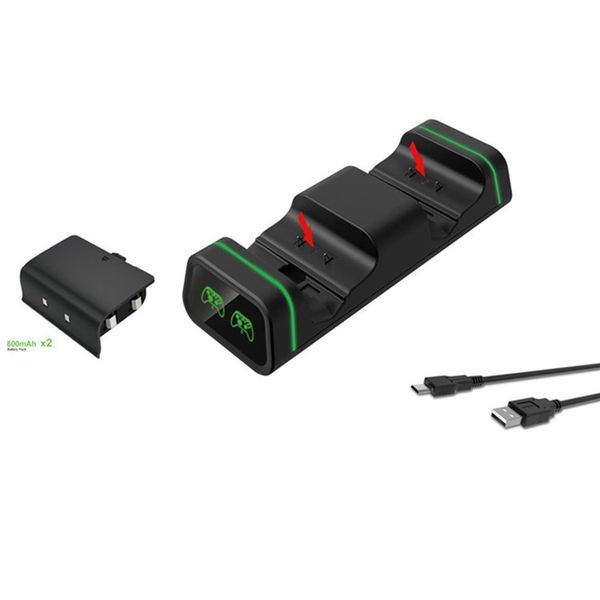 

dual controller charging dock for xbox one / one s / one x charging station base display with 2x800mah batteries