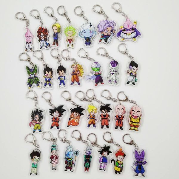 

dragonballkeychain dragon ball z acrylic keychain anime key rings son goku vegeta broly trunks buu action figure key chain, Silver