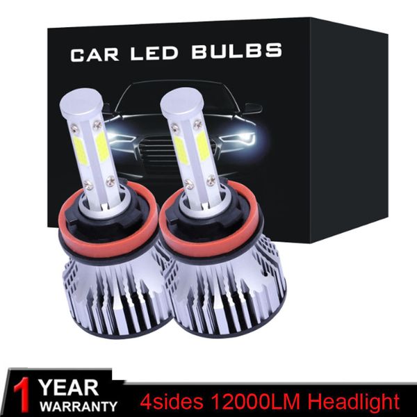 

elglux 4 sides h4 h7 led h8 h11 9005 hb3 9006 hb4 led headlight kit 12000lm 6000k white 12v 24v car lights bulbs for auto