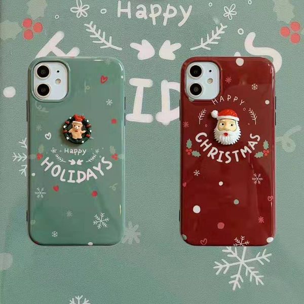

for iphone6-11 merry christmas festival cute solid santa claus pattern imd material cell phone cases two colour drop shipping