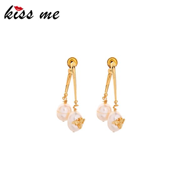 

kissme 2020 new drop earrings for women gifts exquisite cultured pearl gold color insect earrings fashion jewelry accessories, Silver