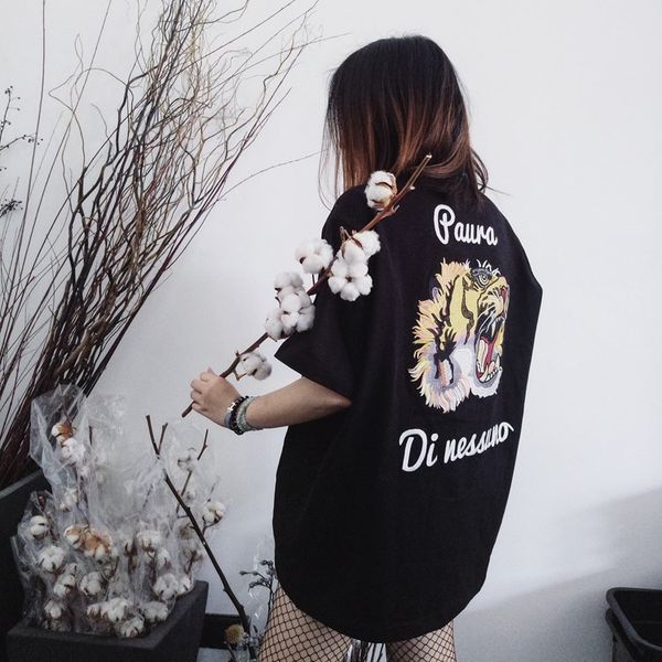 

весна-лето корейский стиль популярный бренд harajuku-стиль топы печатных круглый вырез пары с коротким рукавом футболки студентов универсаль, White