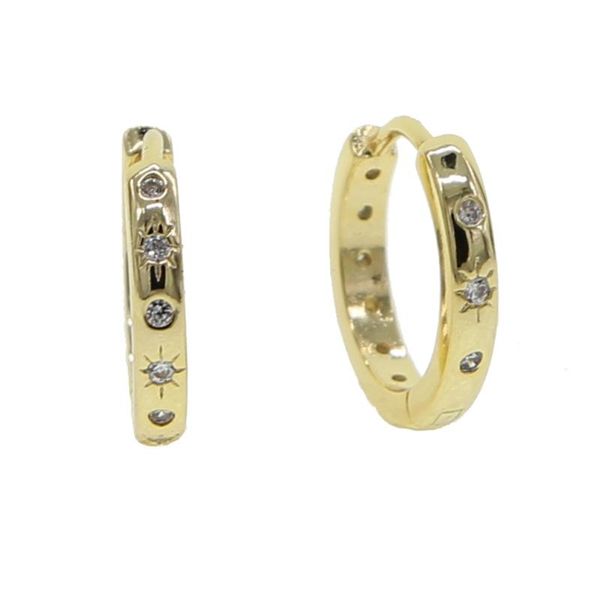 

2020 fashion factory wholesale round shape stud micro pave cz star earring cute girl party christmas gift jewelry, Golden;silver