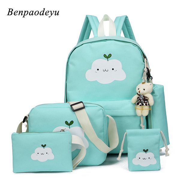 

5 pcs set fashion backpack girls canvas backpacks casual children school bags ladies knapsack for teenagers girls school bags