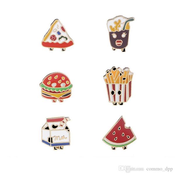 

дети мультфильм эмаль брошь булавка арбуз молоко burger cola картофель фри пицца творческих броши отворота для ювелирных изделий kid мод, Gray