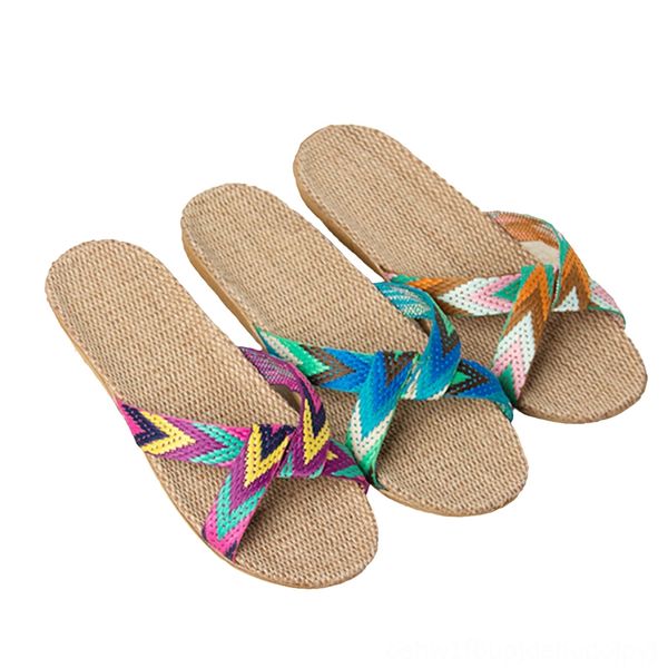 

summer cross belt slippers slippers women chain slides home floor shoes flax cross belt silent sweat slippers female sandals, Black