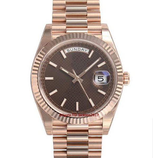 

original box certificate casual modern men's watches day date 228235 president 40mm gold chocolate motif dial watch, Slivery;brown