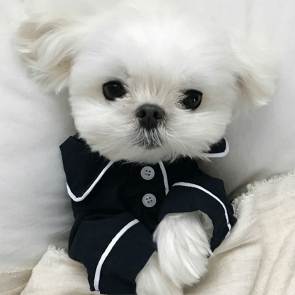 

Pet Dog Cat Jumpsuit Pajamas Black Pink Soft Feeling Shirt Button Sleepwear Dog Clothes Puppy Apparel