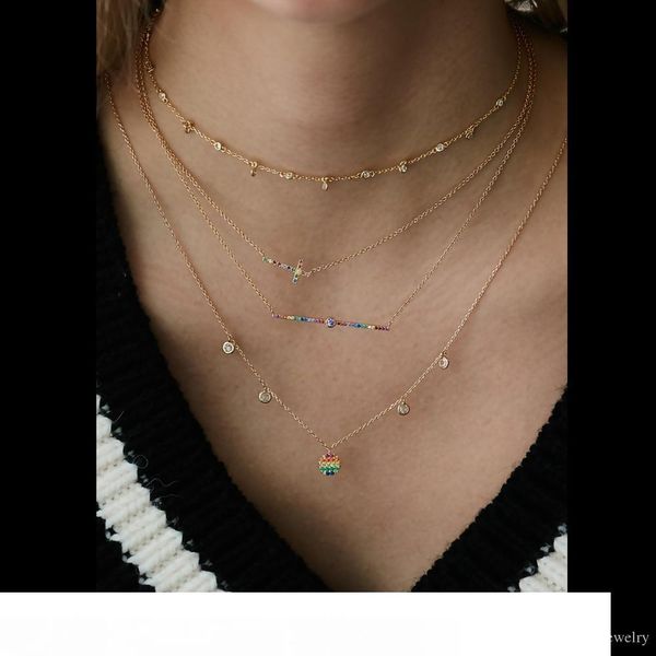 

простой стерлингового серебра 925 позолоченные нежный ожерелье изысканные геометрические радуга автомат бар шарм тонкий цепочка ошейник потр, Silver