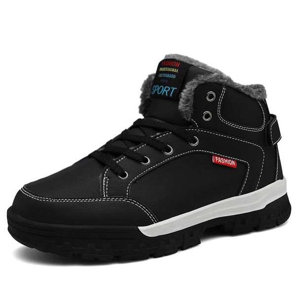 

2019 ankle boots winter keep warm boots men's new men snow thick plush inside anti skid bottom warm waterproof ski shoes, Black