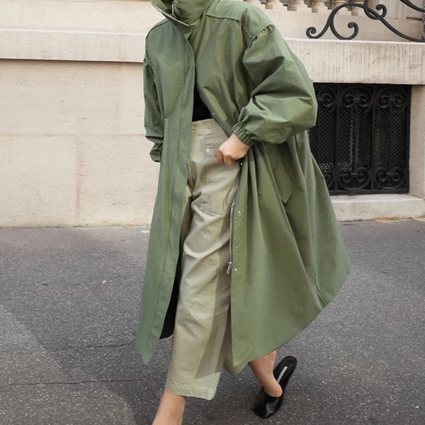 

women's trench coats fashion long windbreaker korean 2021 style spring autumn loose thin zipper female overcoats m489, Tan;black