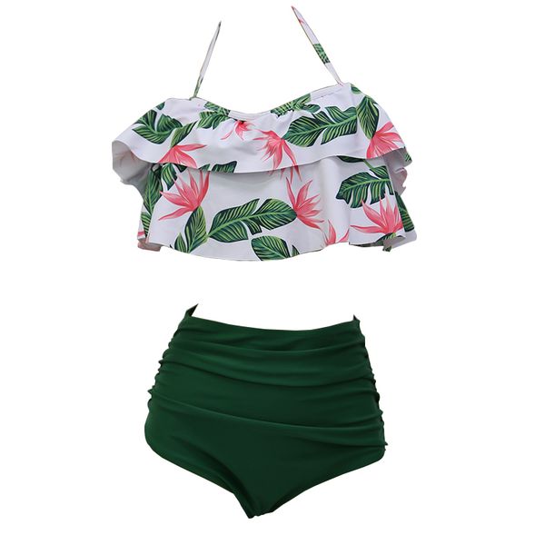 

high waist bikini set 2020 shoulder strap off shoulder swimwear women swimsuit ruffle bathing suit beachwear biquini female