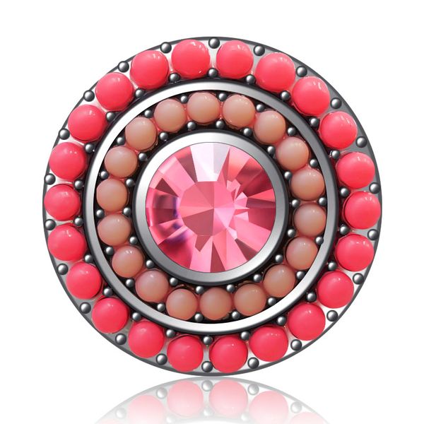 

kz3564 beauty round beads circles rhinestone colorful 18mm snap buttons fit 18mm snap bracelet snap jewelry wholesale, Black