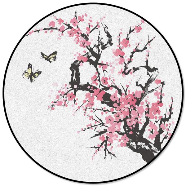 

cherry blossoms butterfly tree flower round carpets alfombra living room kids area carpet rug mats for home bedroom decorative