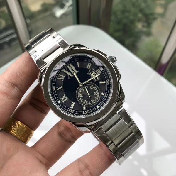 

a3aa class 2-needle semi-classic men watch uses high-quality steel watchband movement, imported quartz movement watchhead uses mineral wear, Slivery;brown