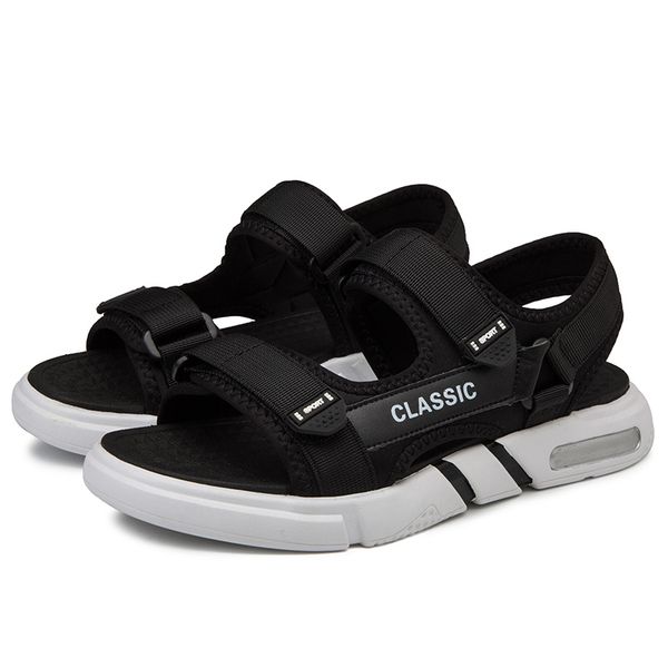 

british style mens casual summer shoes outdoors beach sandals flat platform sandal young teenage shoe sandaly sandales homme man, Black