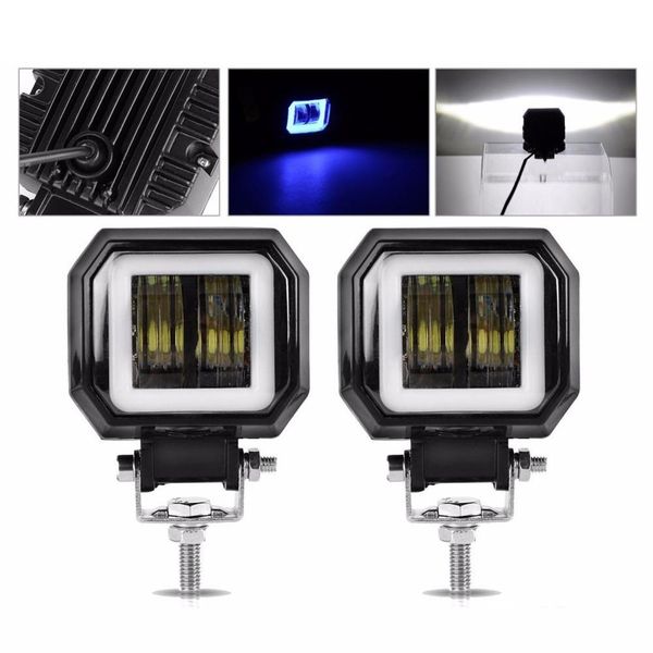 

12v 24v 6000k 20w waterproof square led angel eyes light bar fog light motorcycle off-road vehicle car boat led work