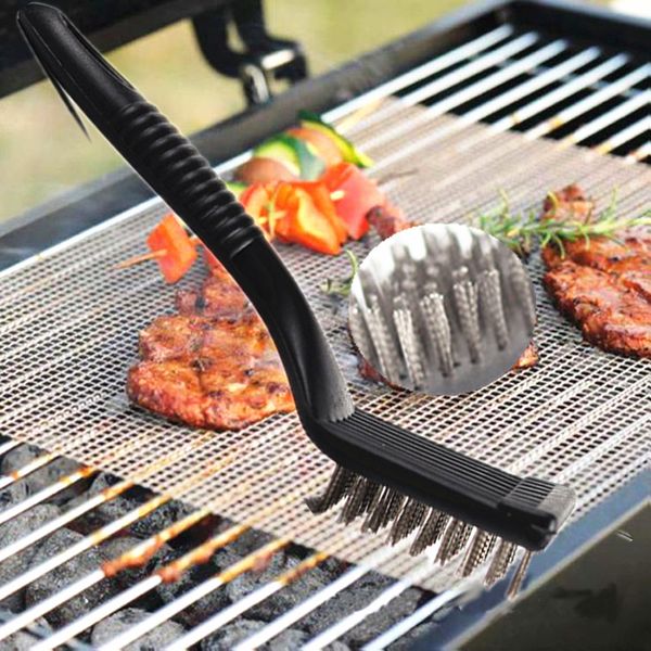 

barbecue brushes wire bristles cleaning handle cooking steel grill brush bbq non-stick outdoor home bbq accessories tools 1pc