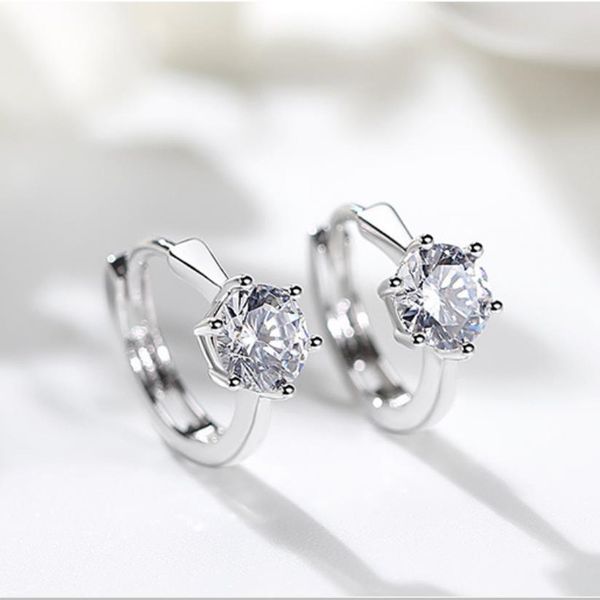 

everoyal fashion women silver 925 earrings jewelry female cubic zirconia round hoop earrings for girls accessories birthday gift, Golden;silver