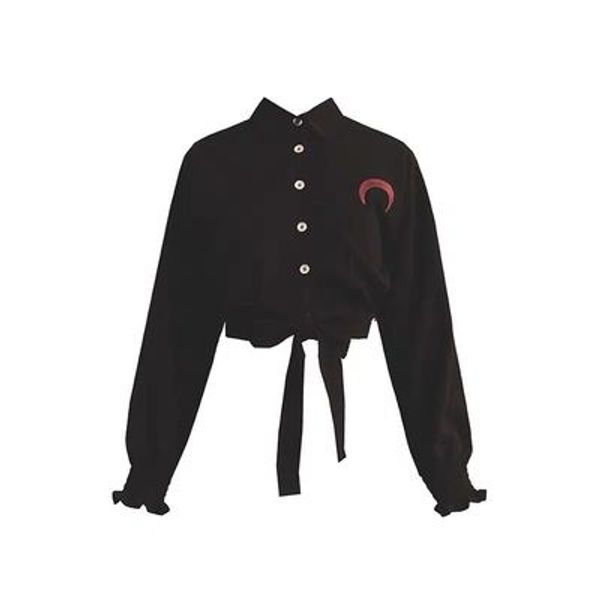 

новое лето осень harajuku рубашка панк стиль девушка прохладный мода мода с длинным рукавом на шнуровке короткие рубашки блузка женские топы, White