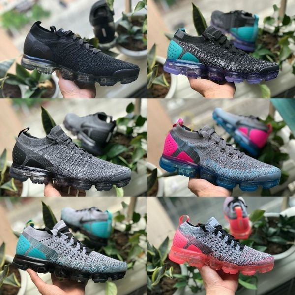 

оптовые 2018 новый воздушный vap 2 подушка спортивная обувь для мужчин v2 fly кроссовки 2019 женщины черный белый синий тренер бегом athleti, Black