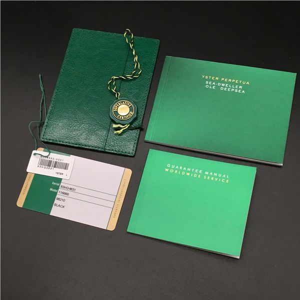 Livreto verde correspondente correto original, cartão de segurança, caixa de relógio superior para caixas Rolex, livretos, relógios, impressão gratuita, cartões personalizados, presente