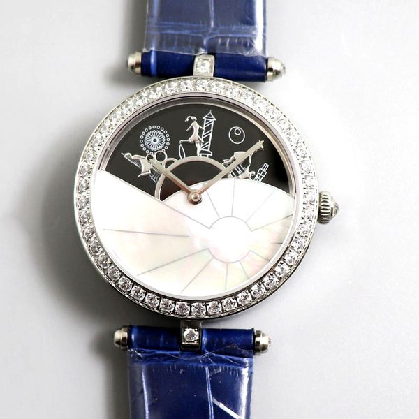 

new lady watch woman watches diamond iced out watch fashion quartz movement wristwatches montre de luxe, Slivery;brown