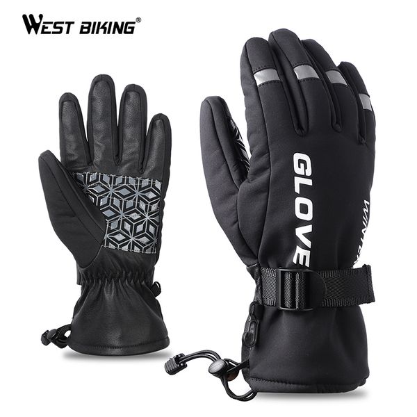 

west biking ski gloves cycling motorcycle waterproof fleece heated gloves touch screen snowboard men women winter snow