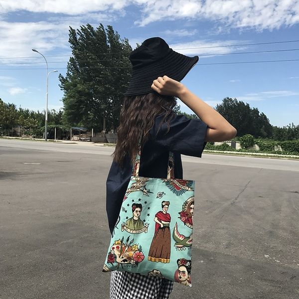 

2020 свежая сумка литературную плечо холст ретро зеленый плече сумка простой торговый холст