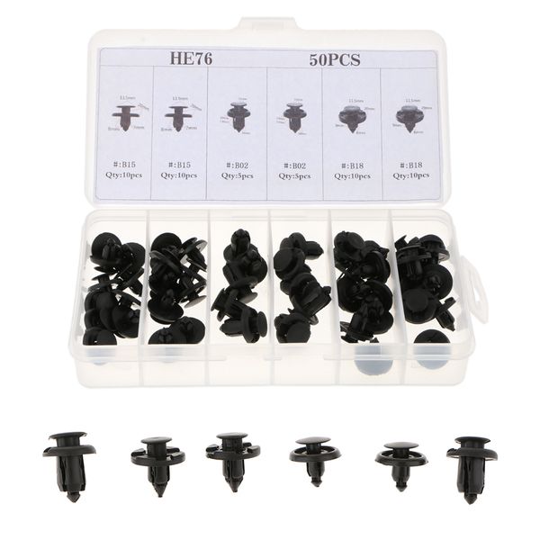 

50 pieces mixed car body plastic push pin rivet fasteners trim moulding clips