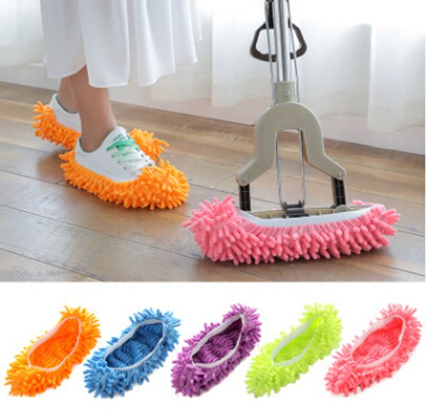 

chenille slipper shoes cover cleaning mop house bathroom living room removable floor dust cleaner cleaning tools