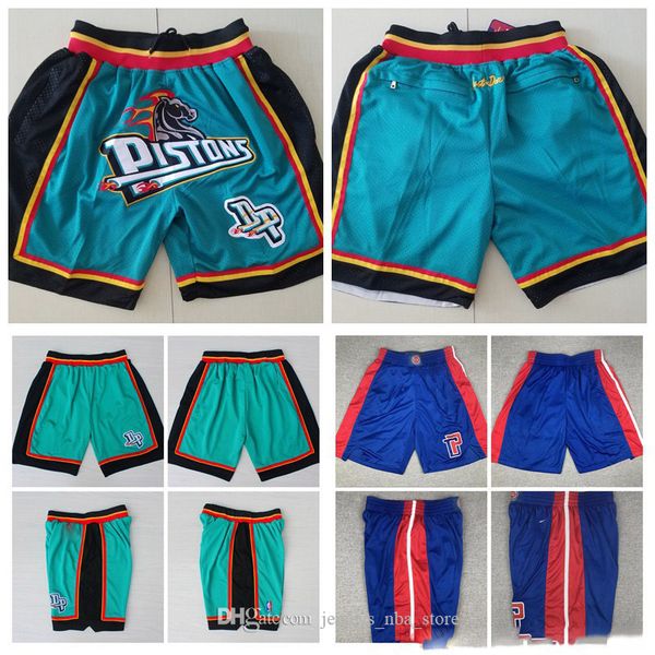 

vintage vancouver detroit pistons griffin hill drummond rodman breathable pants blue sweatpants gym training classic packet shorts, Black;red