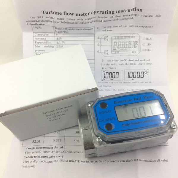 

digital turbine flow meter flowmeter gauge caudalimetro electronic flow indicator sensor counter petrol fuel plomeria water dn25