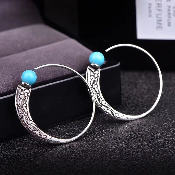 

delicate vintage green s925 silver circle geometric jewelry ladies engagement wedding gift ear hook earrings