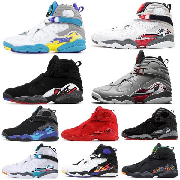 

8 8s men basketball shoes south beach 3m reflective bugs bunny valentines day raid aqua 3peat playoff mens trainers sports sneaker 7-13
