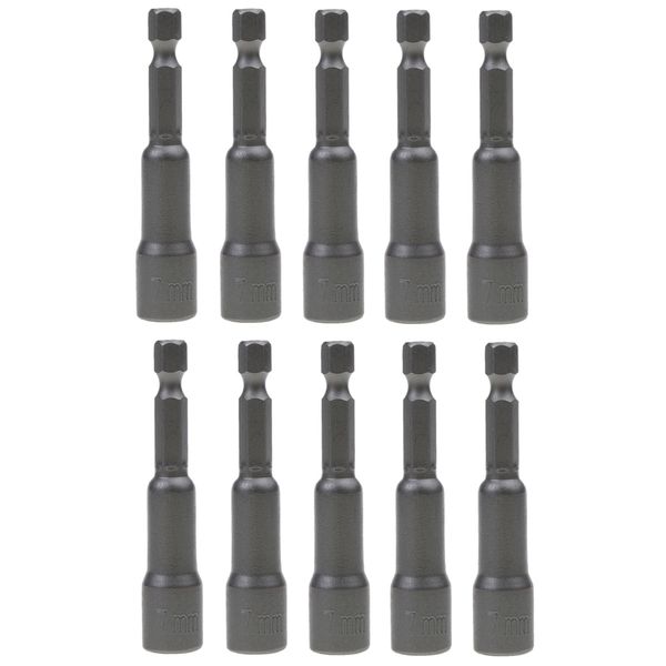 

10 pieces 7mm hex socket sleeve nozzles magnetic nut driver drill bit tools