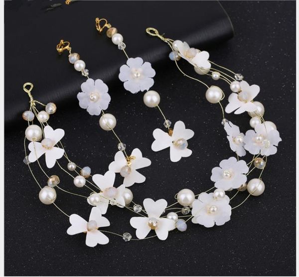

bridal tiara new korean style headband sweet white yarn wedding garland accessories plate hair accessories, Silver