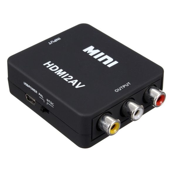 

mini hdmi to 3rca cvbs composite video av converter adapter tv vhs vcr dvd black