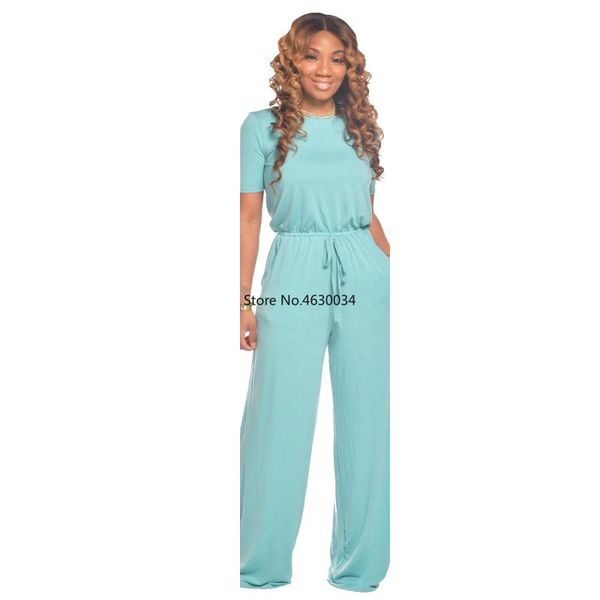 

summer women romper elastic solid color short sleeve o-neck sashes loose bodycon jumpsuit night club party playsuit outfit, Black;white